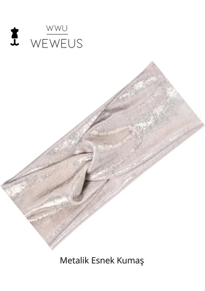 Metalik Beyaz Renk Premium Kadın Saç Bandı