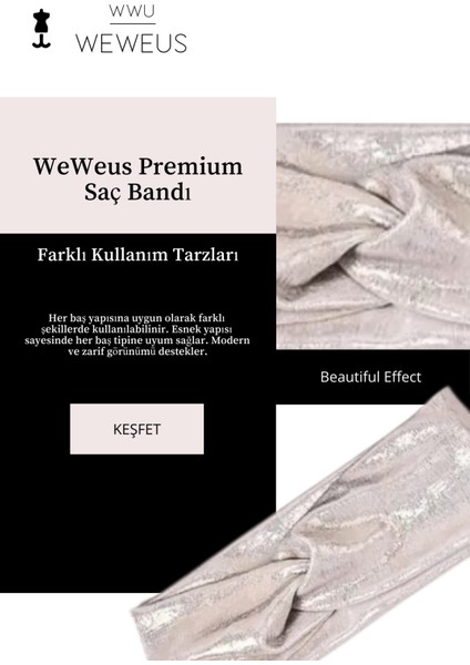 Metalik Beyaz Renk Premium Kadın Saç Bandı modelleri