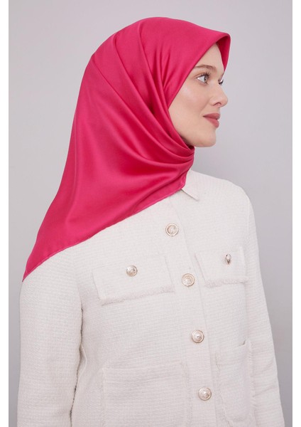 K.fuşya Düz Renk Trend Twill Eşarp