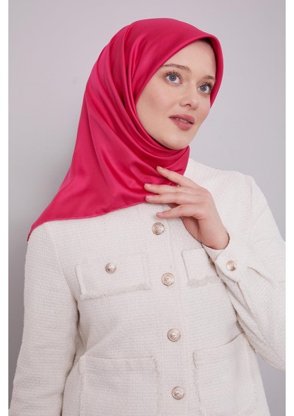 K.fuşya Düz Renk Trend Twill Eşarp modelleri