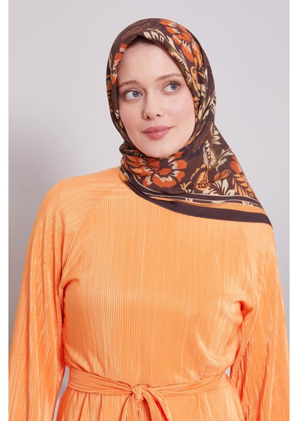 Siyah-Oranj Gül Desen Aura Eşarp modelleri