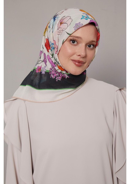 Siyah Papatya Desen Pamuk Eşarp modelleri