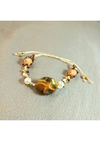 Yıldız Figürlü Inci Boncuk Örgü Makrome Bileklik, El Yapımı Şık Kadın Takı ve Hediyelik Aksesuar, Yıldız Bileklik, Inci Bileklik, Makrome Bileklik, Örgü Bileklik, Inci Yıldız Bileklik modelleri