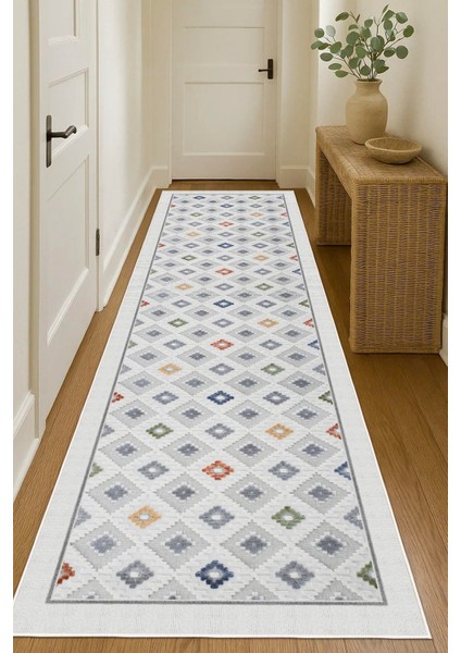 Dijital Baskılı Dekoratif Kaymaz Taban Yıkanabilir Kilim Yolluk Antre Hol Halısı Salon Halısı