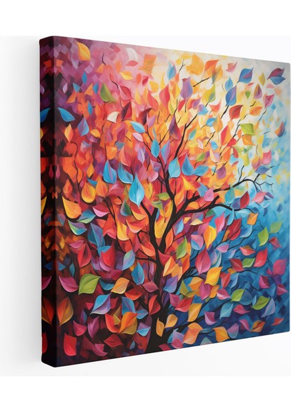 Yapraklar Kanvas Tablosu - Soyut Renkli Yapraklar Duvar Sanatı - Yapraklar Duvar Dekorasyonu Kanvas Keyif