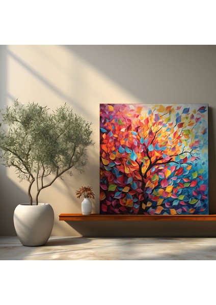 Yapraklar Kanvas Tablosu - Soyut Renkli Yapraklar Duvar Sanatı - Yapraklar Duvar Dekorasyonu Kanvas Keyif fiyatları