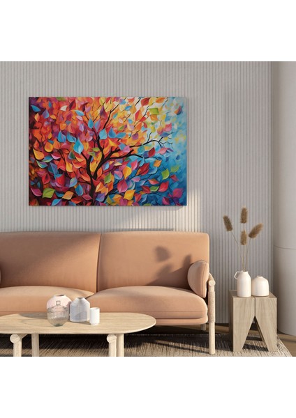Yapraklar Kanvas Tablosu - Soyut Renkli Yapraklar Duvar Sanatı - Yapraklar Duvar Dekorasyonu Kanvas Keyif modelleri