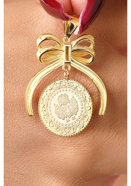 14 Ayar Altın Kalem Işlemeli Fiyonklu Çeyrek Altın Kolye Ucu indirimleri