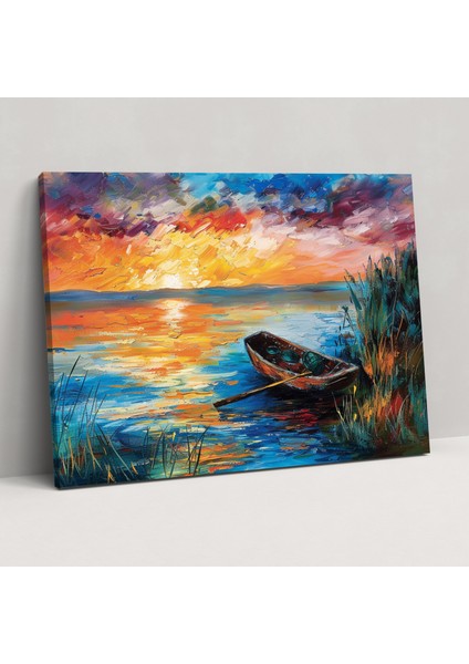 Leonid Afremov Göl Kenarı Günbatımı Kanvas Tablo - Leonid Afremov Kanvas Tablo Duvar Sanatı