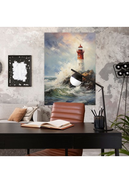 Deniz Feneri Kanvas Tablo - Fırtınalı Gökyüzleri Yağlı Boya Mürekkebi fiyatları