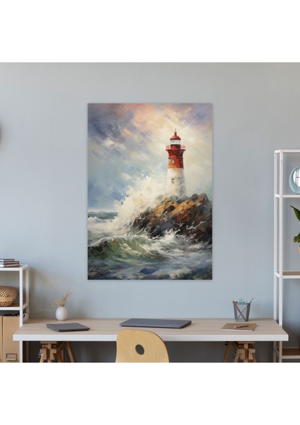 Deniz Feneri Kanvas Tablo - Fırtınalı Gökyüzleri Yağlı Boya Mürekkebi modelleri