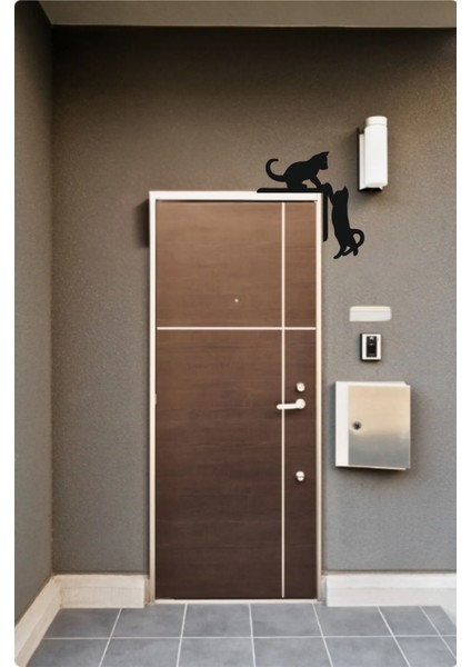 Kediler Kapı Sağ Köşe Dekoru Mdf Duvar Dekorasyon Lazer Kesim Her Biri 15x9 Cm modelleri