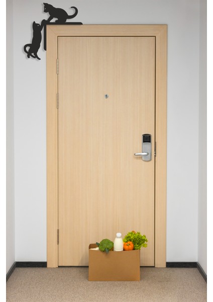 Kediler Kapı Sağ Köşe Dekoru Mdf Duvar Dekorasyon Lazer Kesim Her Biri 15x9 Cm indirimleri