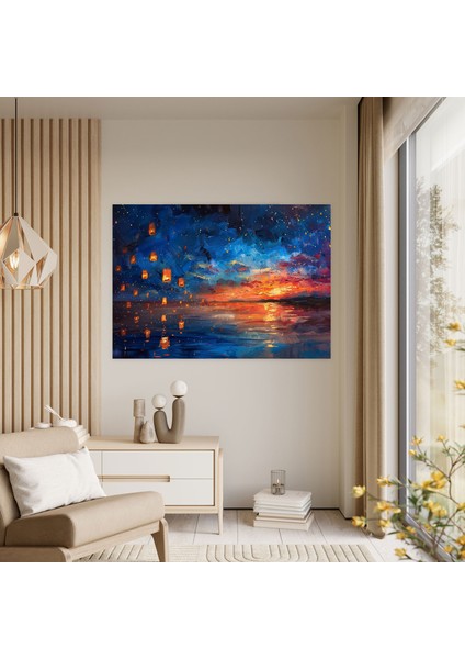 Yüzen Fenerler Kanvas Tablo - Leonid Afremov Ev Dekorasyonu Kanvas Duvar Sanatı fiyatları