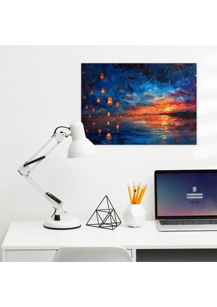 Yüzen Fenerler Kanvas Tablo - Leonid Afremov Ev Dekorasyonu Kanvas Duvar Sanatı modelleri