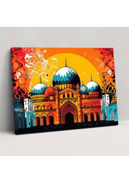 Pop Art Camii Duvar Sanatı - Geometrik Kanvas Tablo - Camii Kanvas Duvar Sanatı Göz Alıcı Duvar Sanatı