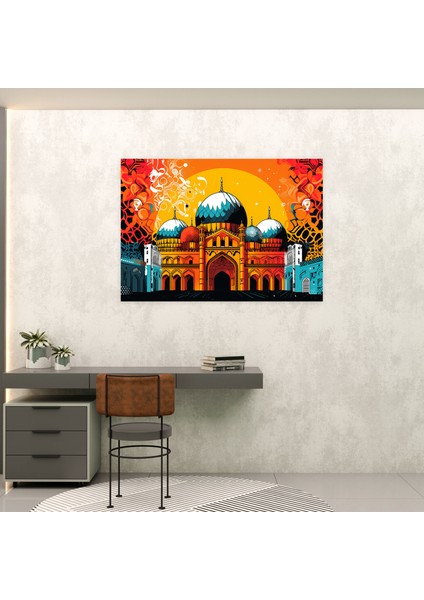 Pop Art Camii Duvar Sanatı - Geometrik Kanvas Tablo - Camii Kanvas Duvar Sanatı Göz Alıcı Duvar Sanatı fiyatları
