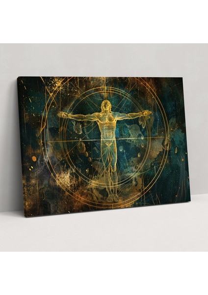 Vitruvian Man Göksel Duvar Sanatı - Leonardo Da Vinci Kanvas Duvar Tablosu