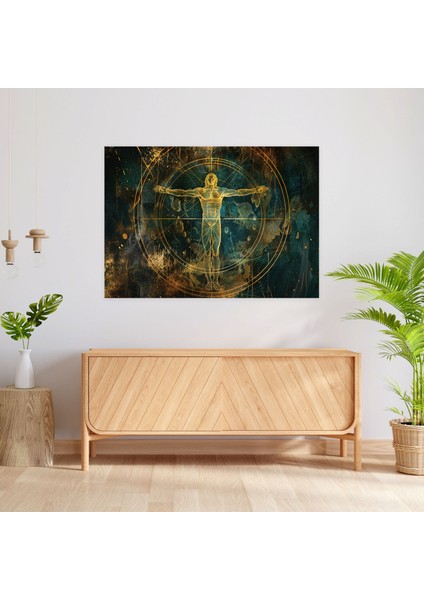 Vitruvian Man Göksel Duvar Sanatı - Leonardo Da Vinci Kanvas Duvar Tablosu fiyatları
