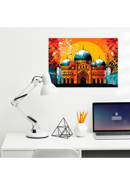 Pop Art Camii Duvar Sanatı - Geometrik Kanvas Tablo - Camii Kanvas Duvar Sanatı Göz Alıcı Duvar Sanatı modelleri