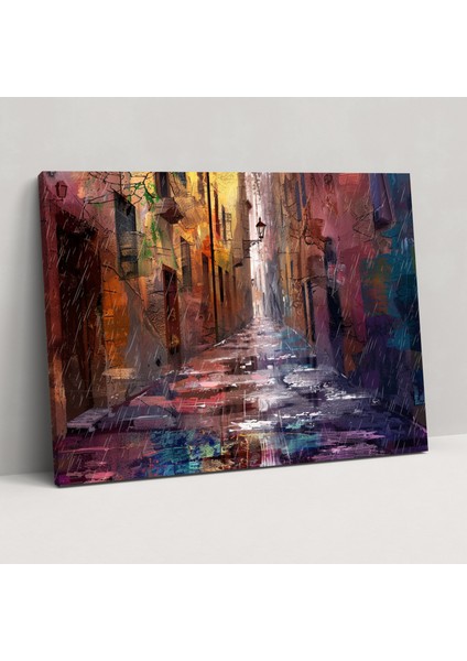 Yağmurlu Sokak Leonid Afremov Kanvas Tablo - Leonid Afremov Kanvas Tablo Duvar Dekorasyonu Ev Dekorasyonu