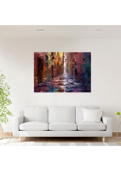 Yağmurlu Sokak Leonid Afremov Kanvas Tablo - Leonid Afremov Kanvas Tablo Duvar Dekorasyonu Ev Dekorasyonu fiyatları