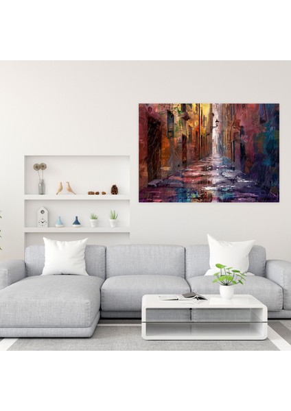 Yağmurlu Sokak Leonid Afremov Kanvas Tablo - Leonid Afremov Kanvas Tablo Duvar Dekorasyonu Ev Dekorasyonu modelleri