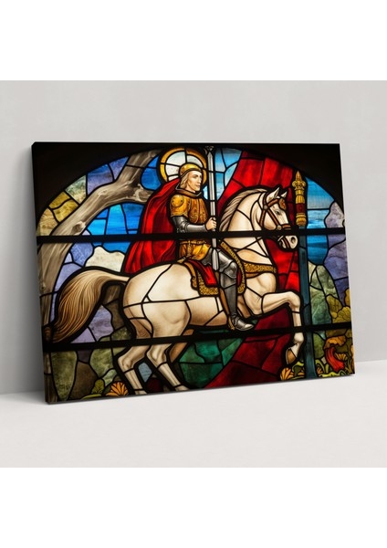 Ortaçağ Vitray Kanvas Tablo - Ortaçağ Kanvas Duvar Sanatı Ev Dekorasyonu