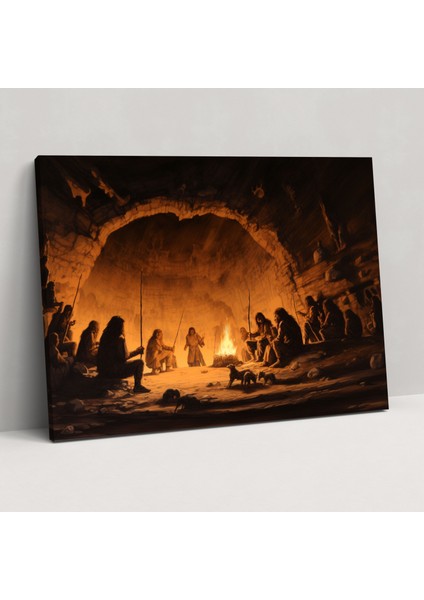 Orta Taş Devri Ateş Duvar Dekorasyonu - Orta Taş Devri Ateş Kanvas Tablo