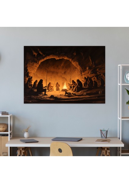Orta Taş Devri Ateş Duvar Dekorasyonu - Orta Taş Devri Ateş Kanvas Tablo fiyatları