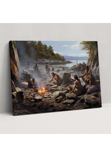 Mezolitik Günlük Yaşam Duvar Sanatı - Mezolitik Duvar Sanatı Ev Dekorasyonu Gerçekçi Temsil