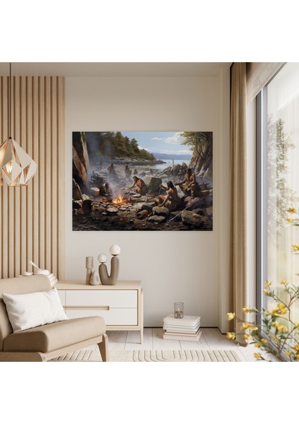 Mezolitik Günlük Yaşam Duvar Sanatı - Mezolitik Duvar Sanatı Ev Dekorasyonu Gerçekçi Temsil fiyatları