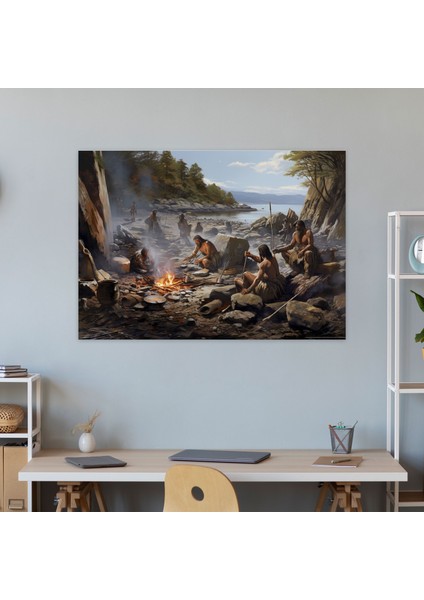 Mezolitik Günlük Yaşam Duvar Sanatı - Mezolitik Duvar Sanatı Ev Dekorasyonu Gerçekçi Temsil modelleri