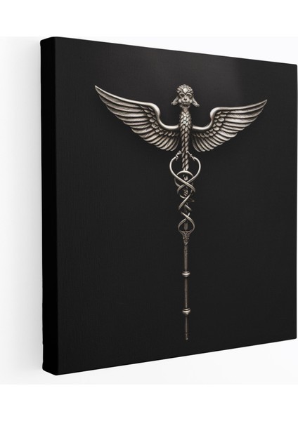 Tıp Çerçeveli Kanvas Tablo - Caduceus Sembolü - Tıp Tıbbi Meslek Kanvas Duvar Sanatı Duvar Dekorasyonu.