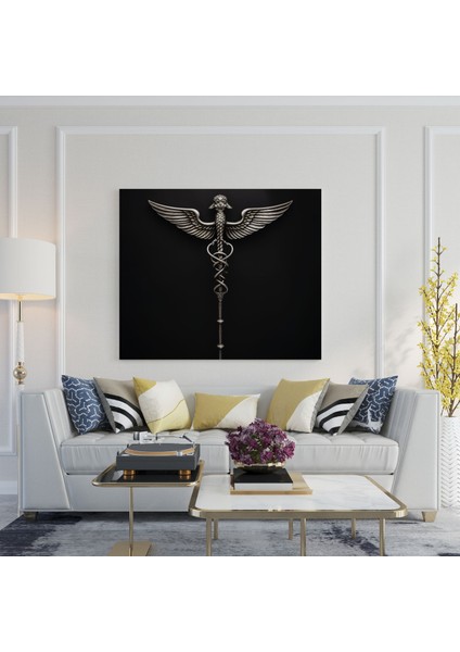 Tıp Çerçeveli Kanvas Tablo - Caduceus Sembolü - Tıp Tıbbi Meslek Kanvas Duvar Sanatı Duvar Dekorasyonu. modelleri