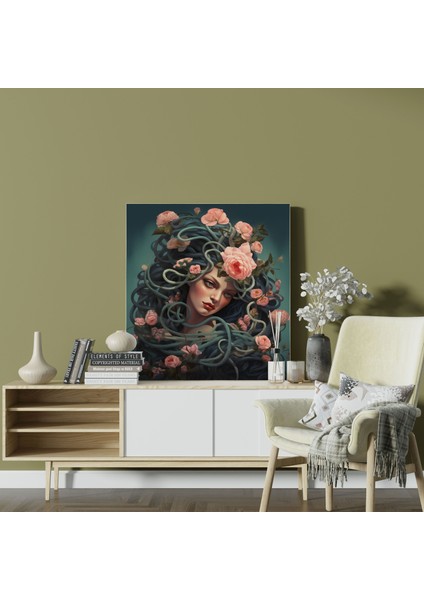 Medusa Çiçek Desenli Duvar Sanatı - Duvar Dekorasyonu Buket Çiçekli fiyatları