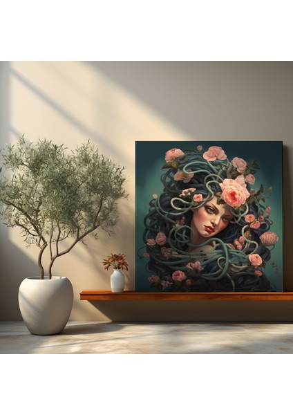 Medusa Çiçek Desenli Duvar Sanatı - Duvar Dekorasyonu Buket Çiçekli modelleri