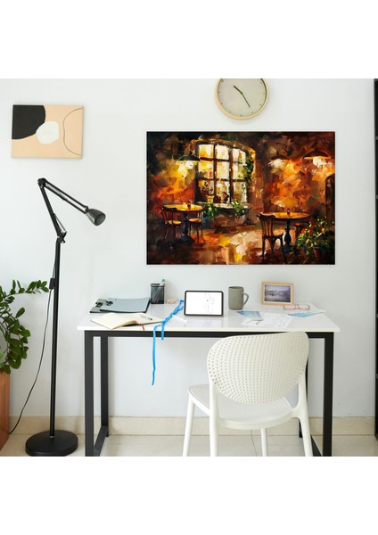 Leonid Afremov Tablo Sanatı - Sıcak Tonlarda Cosy Cafe Kanvas Tablo - Ev Dekorasyonu Duvar Sanatı fiyatları