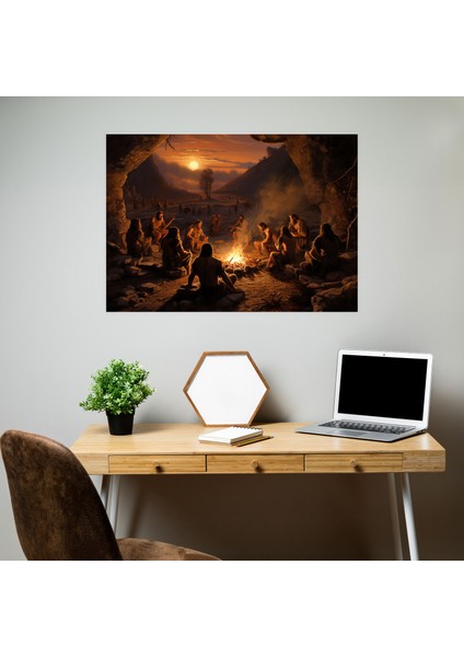 Orta Taş Devri Duvar Dekorasyonu - Mağara Ateşi - Orta Taş Devri Sıcaklık Ev Dekorasyonu Yanıp Sönen Alev modelleri