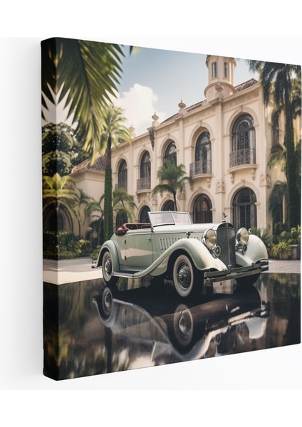 Mercedes Art Deco Kanvas Tablo - Vintage Araba Duvar Dekorasyonu