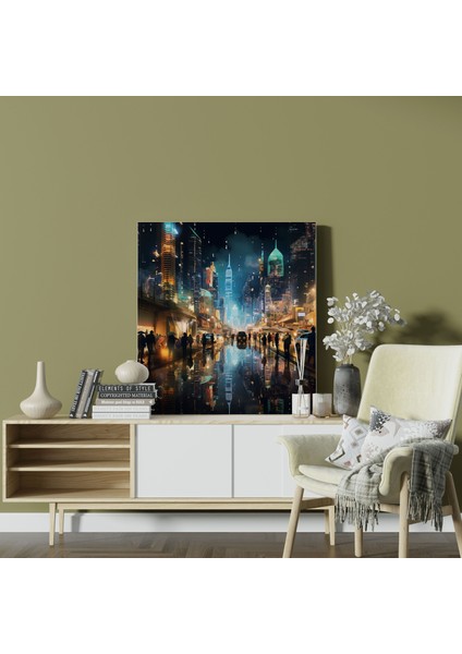 Lentiküler Kanvas Tablo: Neon Gece Şehri fiyatları