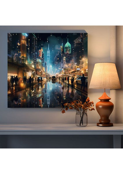 Lentiküler Kanvas Tablo: Neon Gece Şehri modelleri