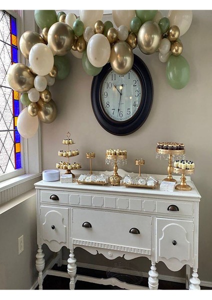 7 Küf Yeşili 3 Krom Gold 3 Kum Rengi Pastel Balon Gold Happy Birthday Banner Mini Zincir Balon Seti fırsatları
