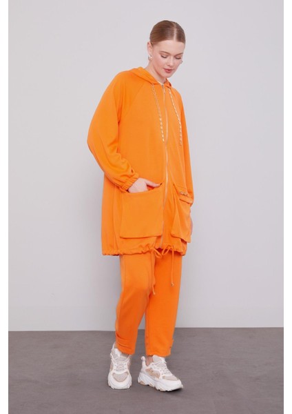 Oranj Zincir Detay Fermuarlı Ikili Takım fiyatları