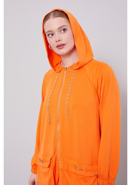 Oranj Zincir Detay Fermuarlı Ikili Takım fırsatları