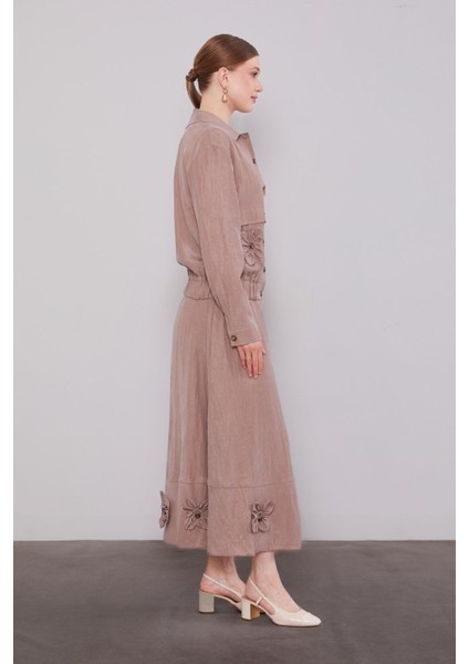 Kahve Gül Detaylı Cupra Etekli Takım modelleri