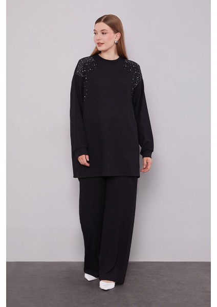 Siyah Omzu Taş Işlemeli Ikili Takım