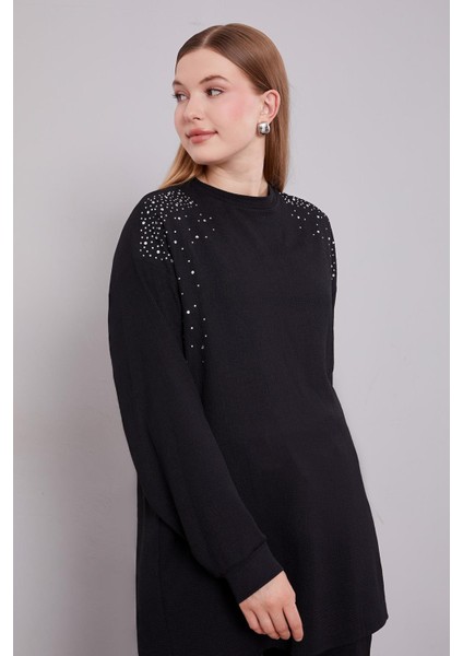 Siyah Omzu Taş Işlemeli Ikili Takım