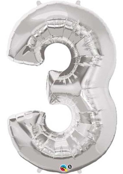 3 Rakam Gümüş Folyo Balon (40INÇ) 100CM