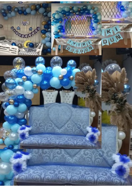 Mavi Lacivert 65 Li Balon Zinciri Süsleme Seti 5 Renkli Sünnet Mevlüt Yaş Parti fiyatları